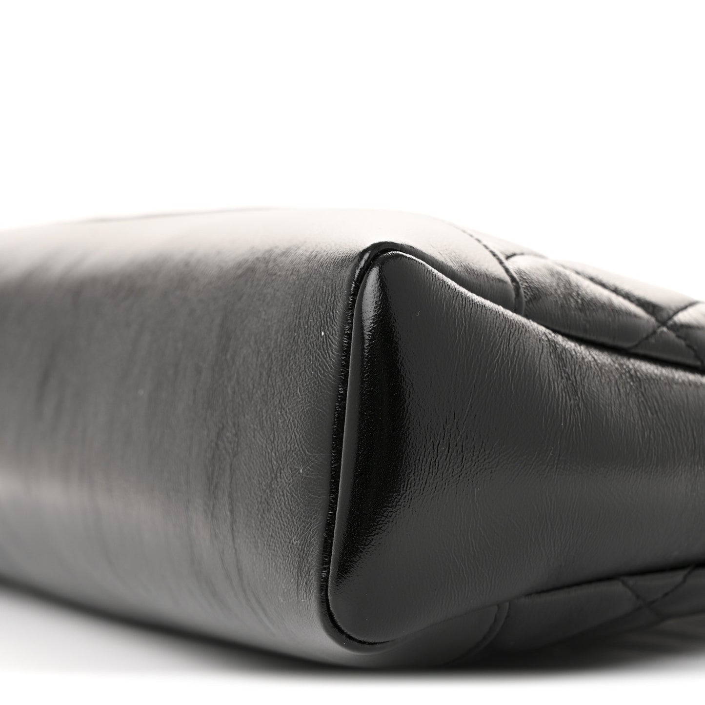 Shiny Lambskin Quilted 31 Shopping Bag Black