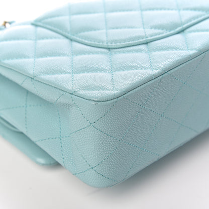 Chanel Caviar Quilted Medium Double Flap Light Blue 10 of 14
