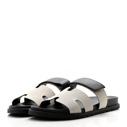 Hermes Toile De Coton Veau Lisse Mens Chypre Sandals 42 Prunoir 3 of 9