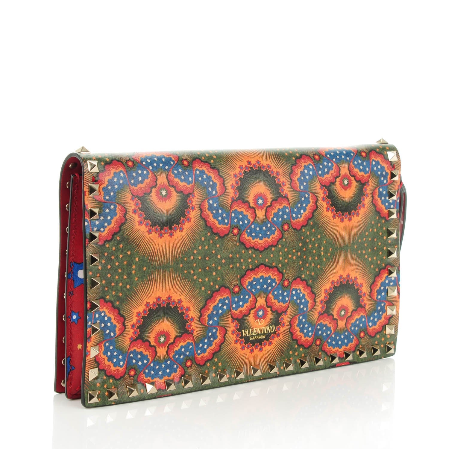 Valentino Garavani Nappa Enchanted Wonderland Rockstud Wristlet Clutch Red 3 of 7