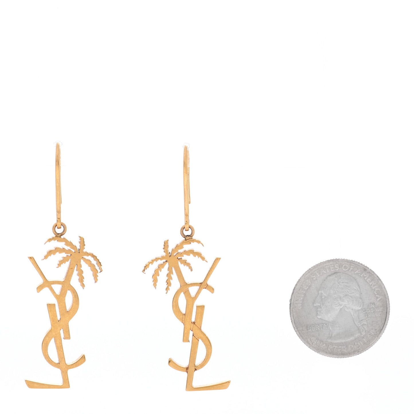 Metal Monogram Palm Earrings Gold