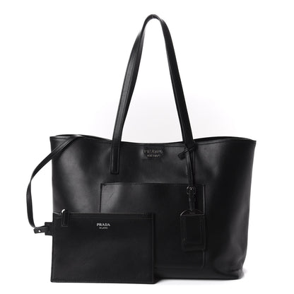 Prada City Calf Front Pocket Large Shopping Tote Black 1 of 9