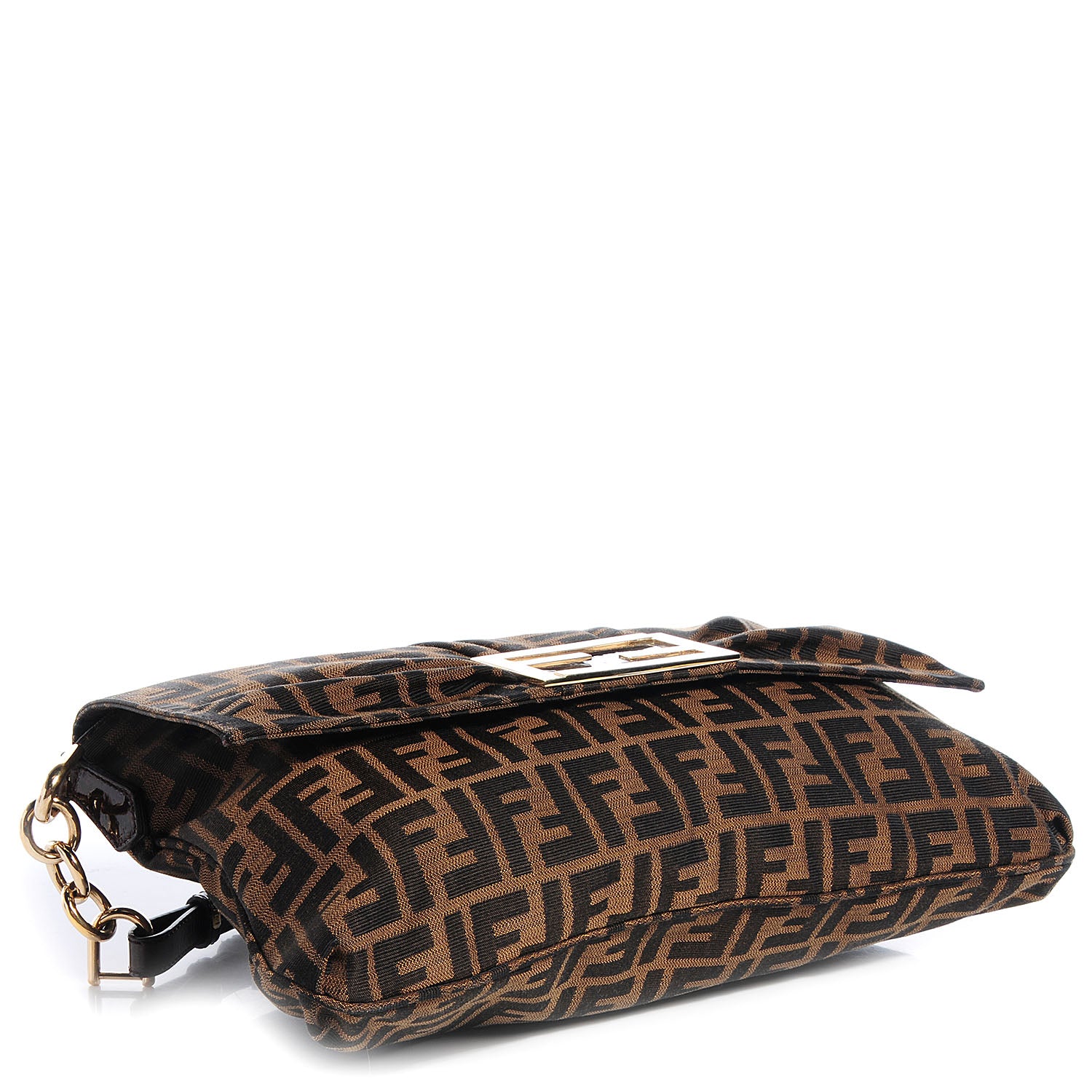 Fendi Zucca Patent Large Mia Shoulder Flap Tobacco 4 of 9
