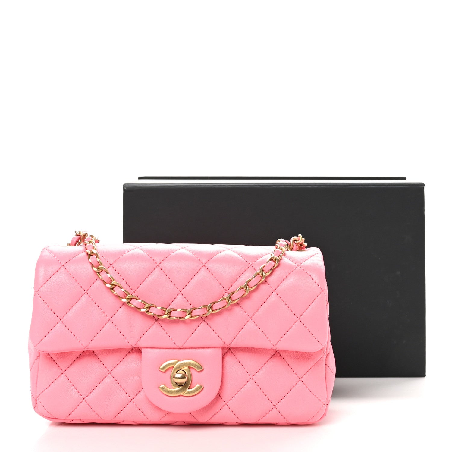 Chanel Lambskin Quilted Mini Rectangular Pearl Crush Flap Pink 11 of 11