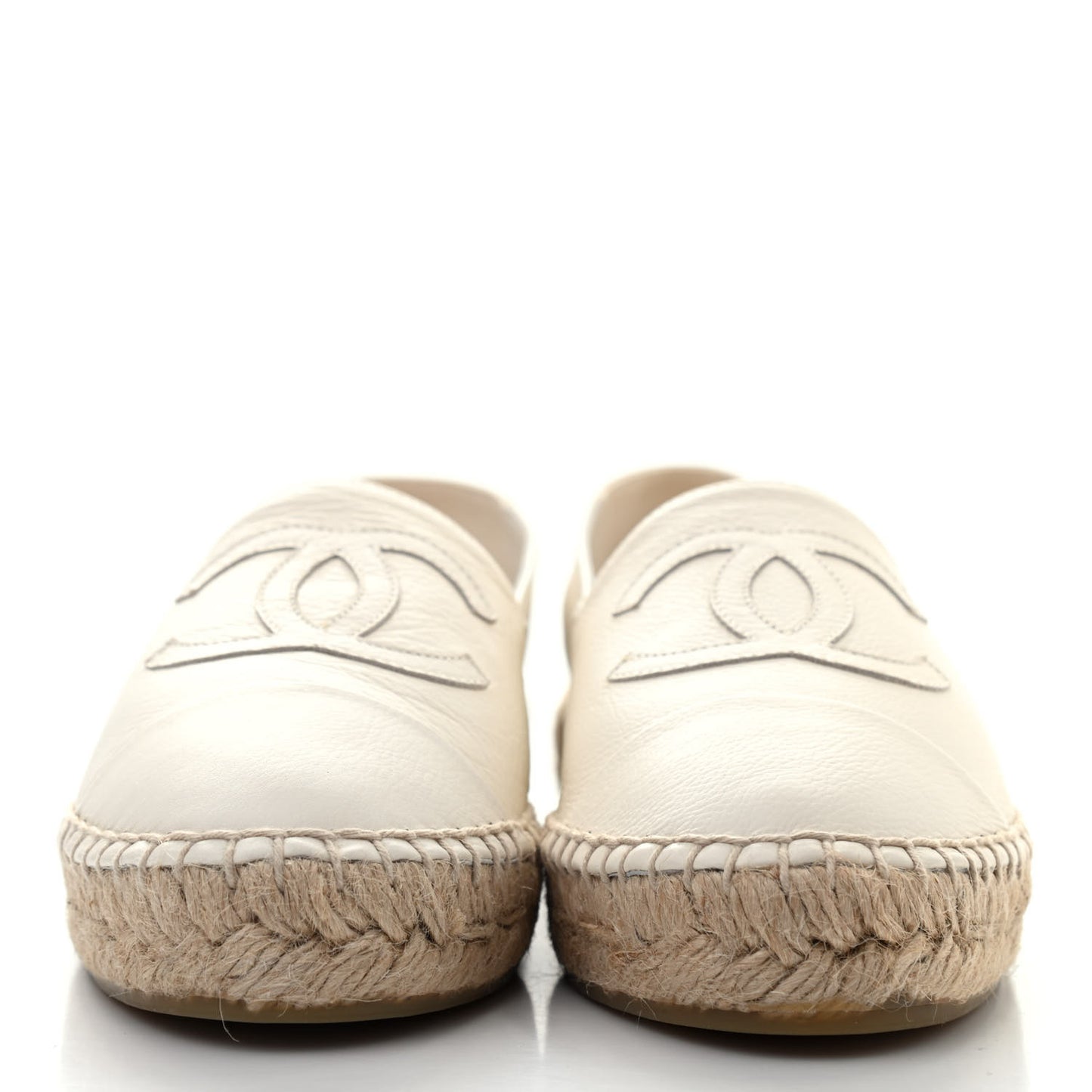 Calfskin CC Espadrilles 37 Ivory