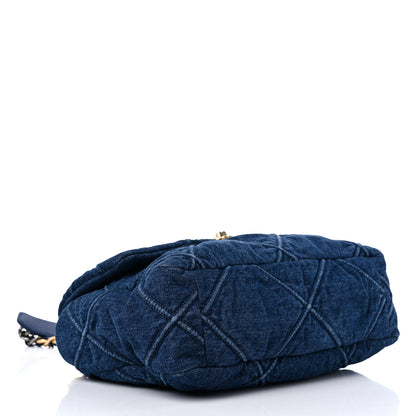 Chanel Denim Quilted Large Chanel 19 Flap Blue 4 of 9