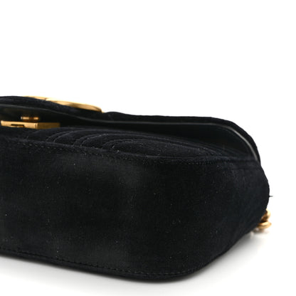 Gucci Velvet Matelasse Mini GG Marmont Shoulder Bag Black 10 of 11