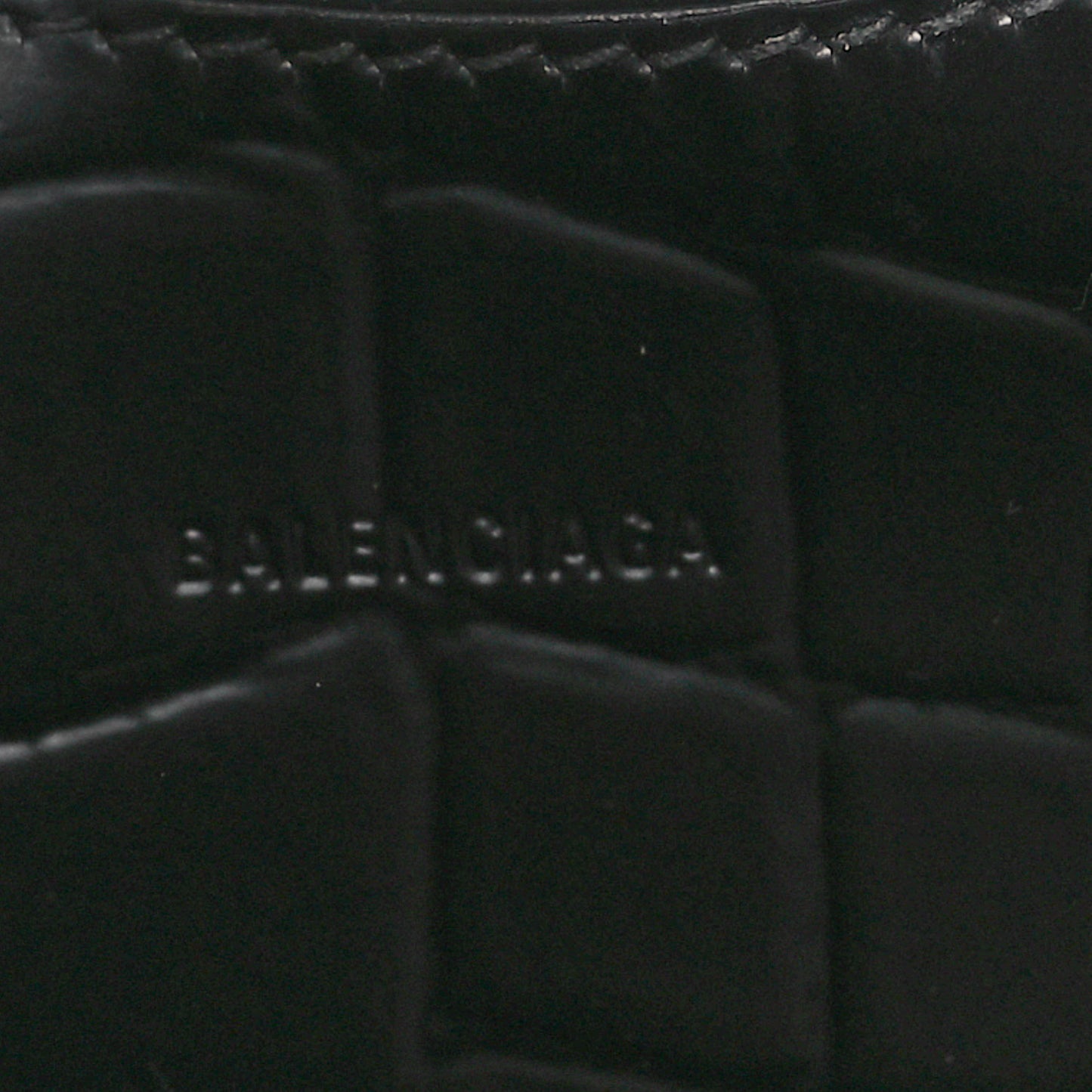 Semi Shiny Calfskin Crocodile Embossed Neo Classic Black Hardware Mini City Black