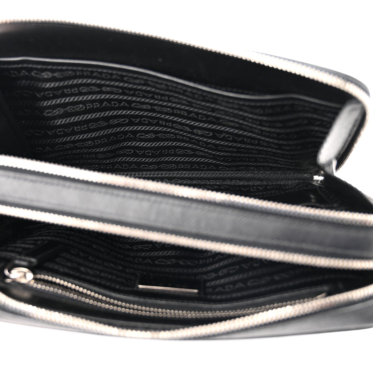 Prada Saffiano Travel Zip Pouch Black 5 of 9