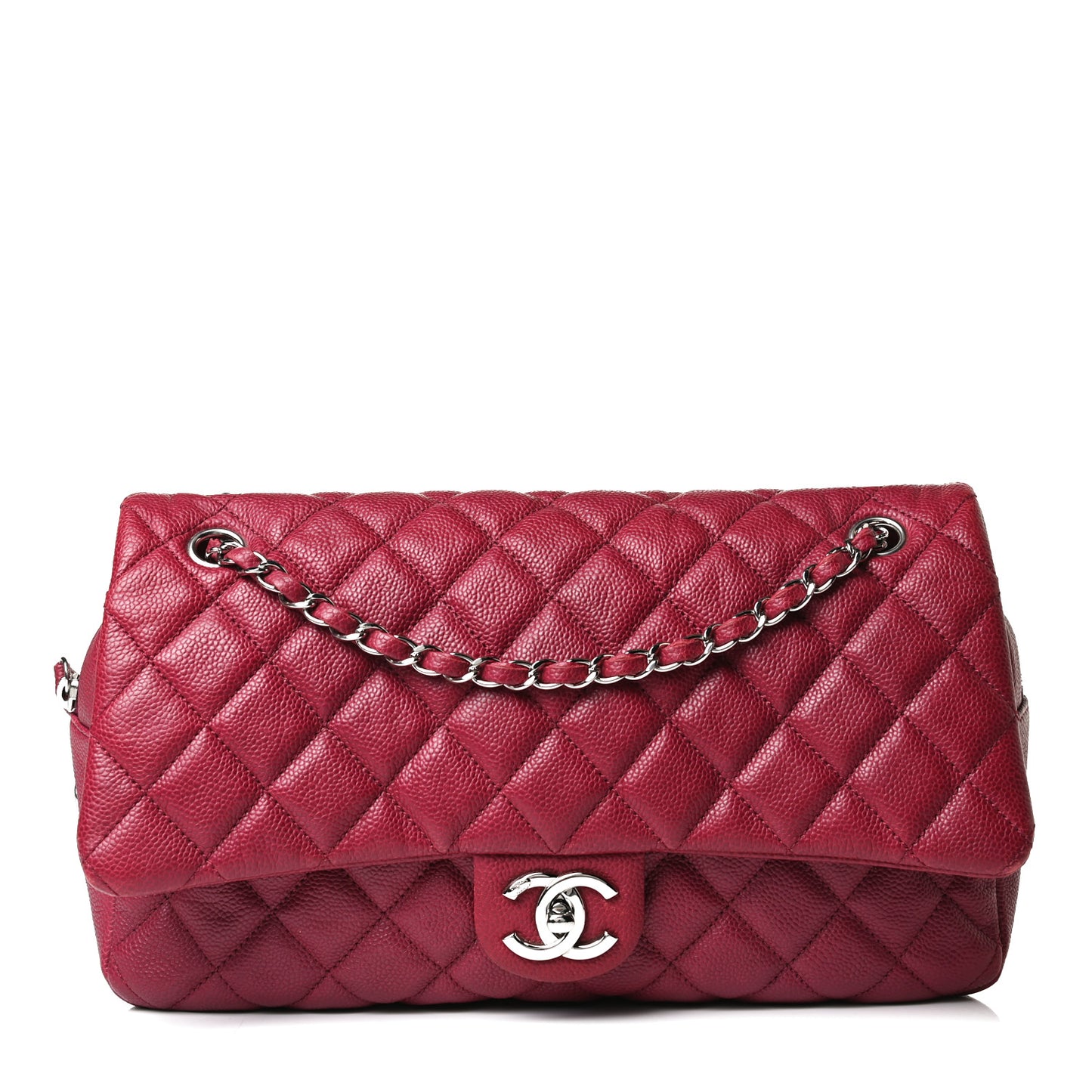 Caviar Quilted Jumbo Easy Flap Dark Pink