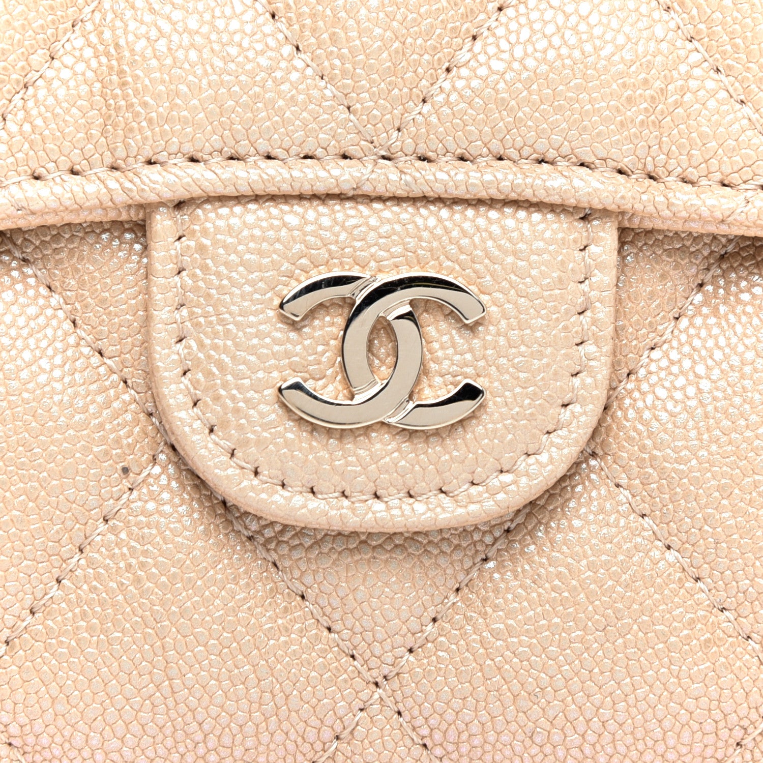 Chanel Iridescent Caviar Quilted Flap Card Holder Beige 3 of 7