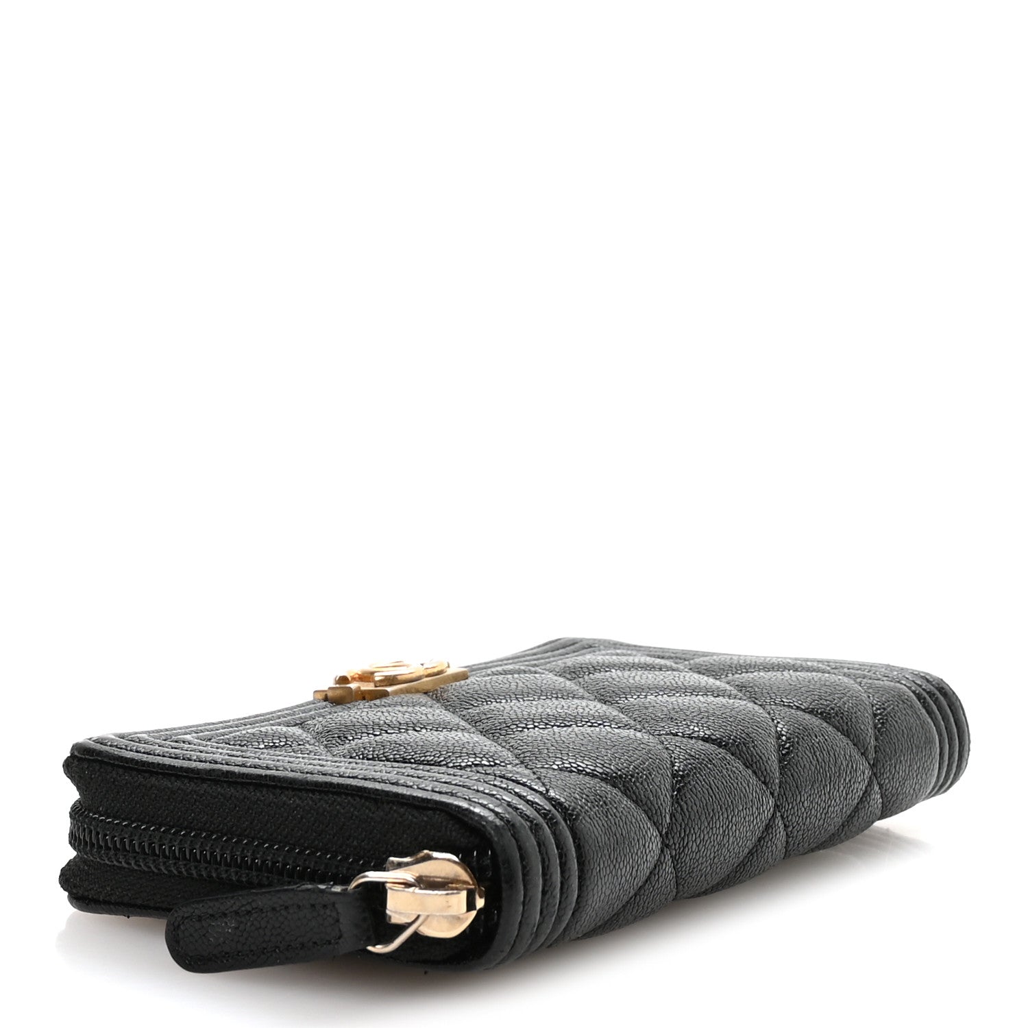Chanel Caviar Quilted Small Boy Zip Around Wallet Black 4 of 10