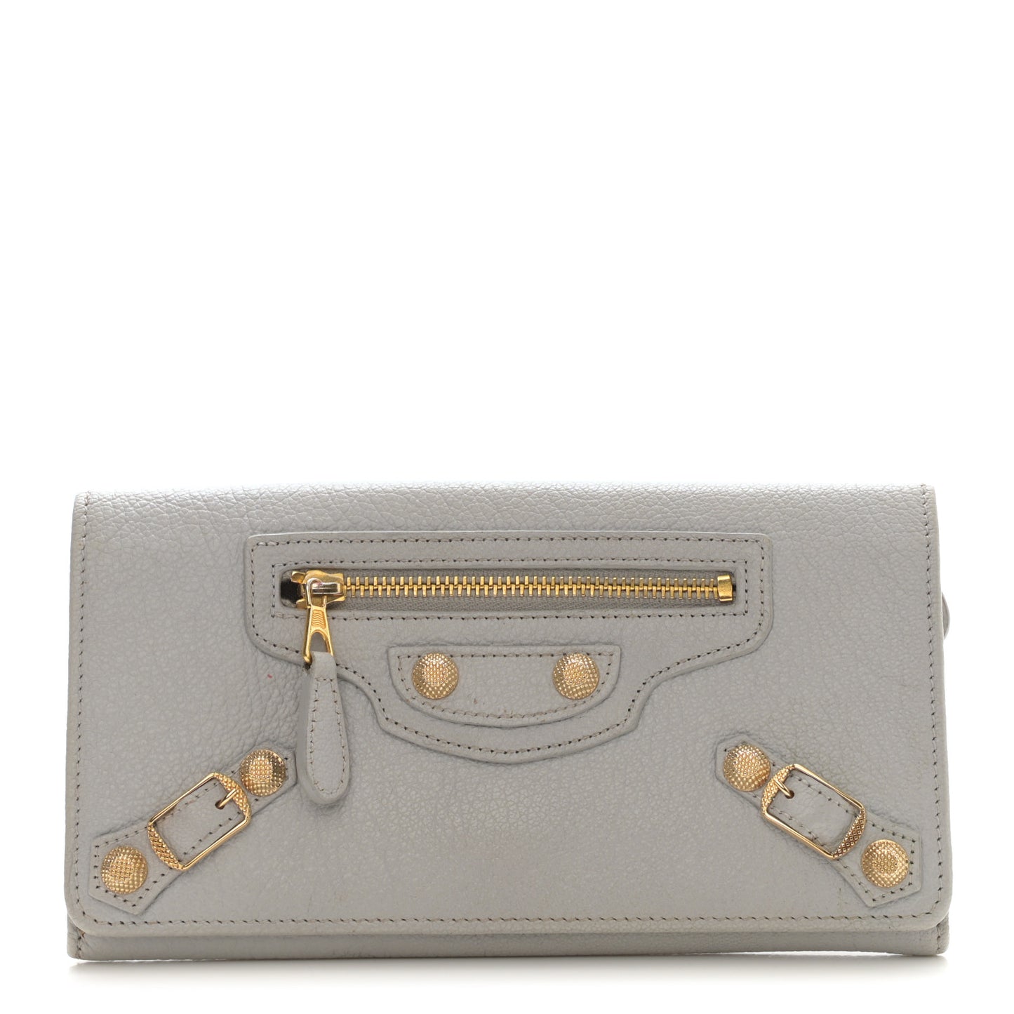 Chevre Giant 12 Gold Hardware Money Wallet Gris Cement