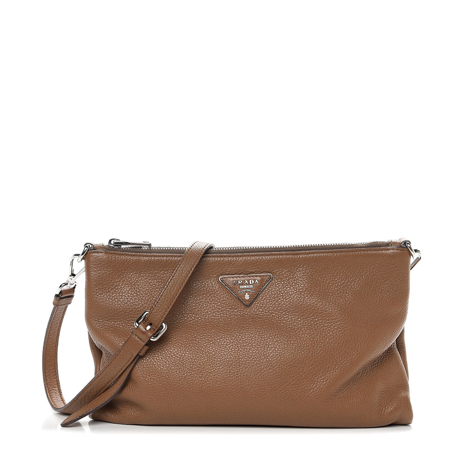 Vitello Daino Zippered Crossbody Bag Palissandro