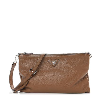 Prada Vitello Daino Zippered Crossbody Bag Palissandro 1 of 8