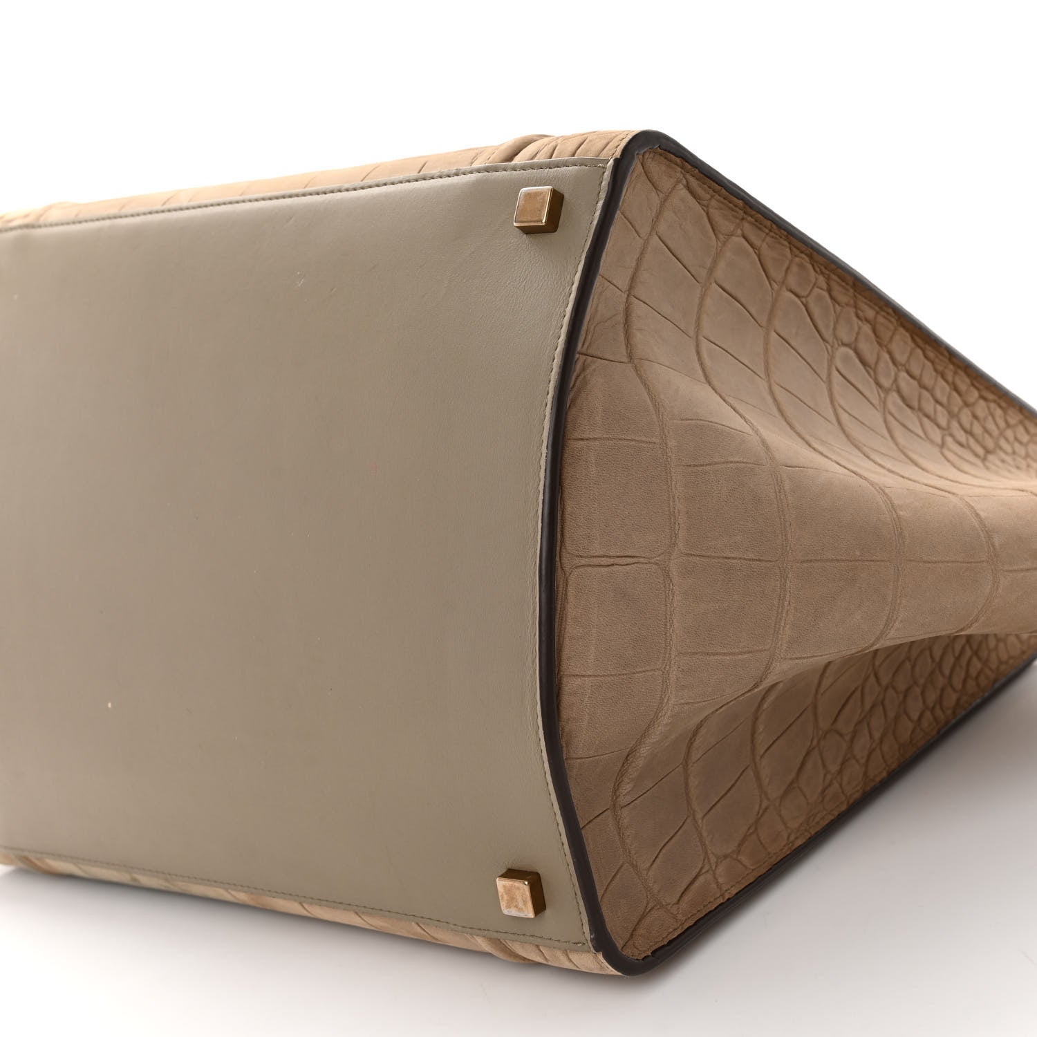 Celine Crocodile Embossed Nubuck Medium Phantom Luggage Beige 9 of 12