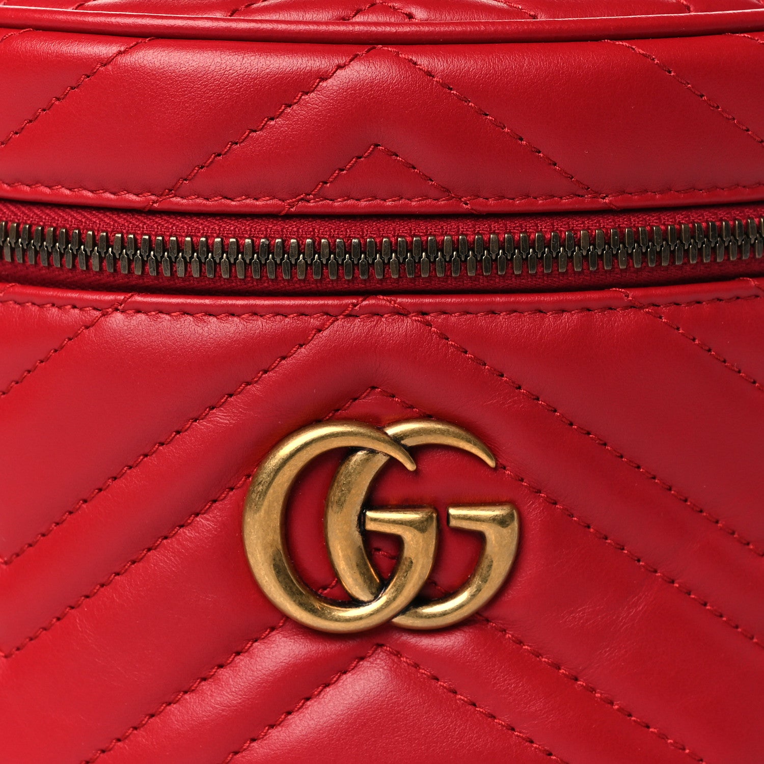 Gucci Calfskin Matelasse Mini GG Marmont Round Backpack Hibiscus Red 8 of 11