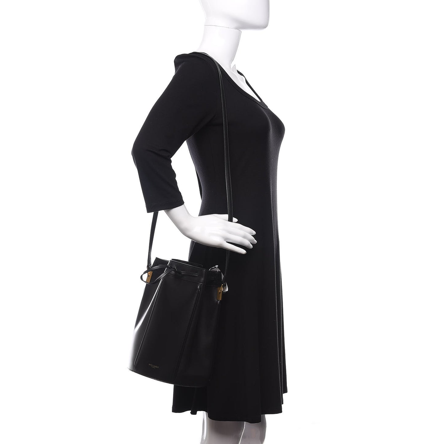 Smooth Calfskin Medium Talitha Bucket Bag Black