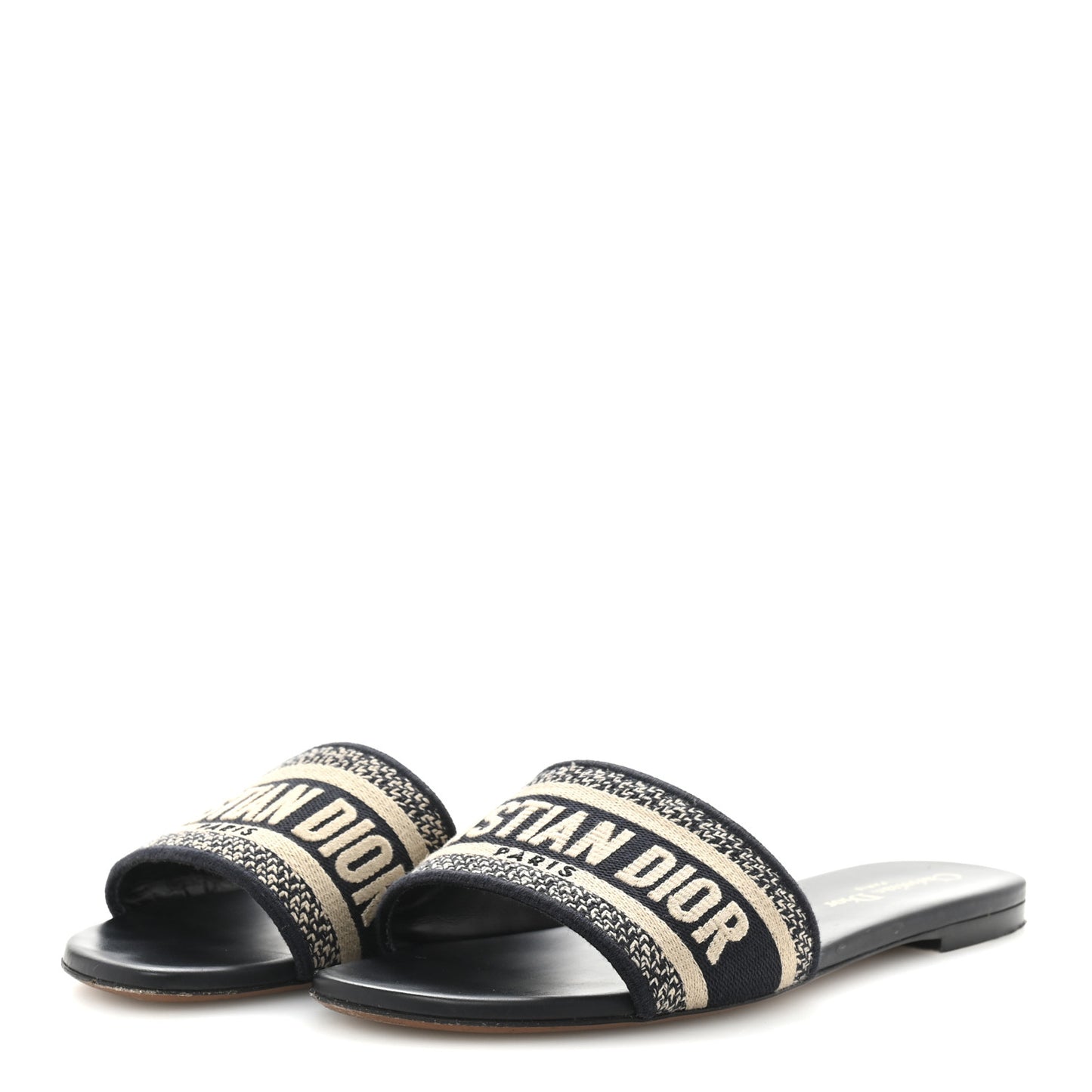 Canvas Embroidered Dway Mules Slide Sandals 39 Deep Blue