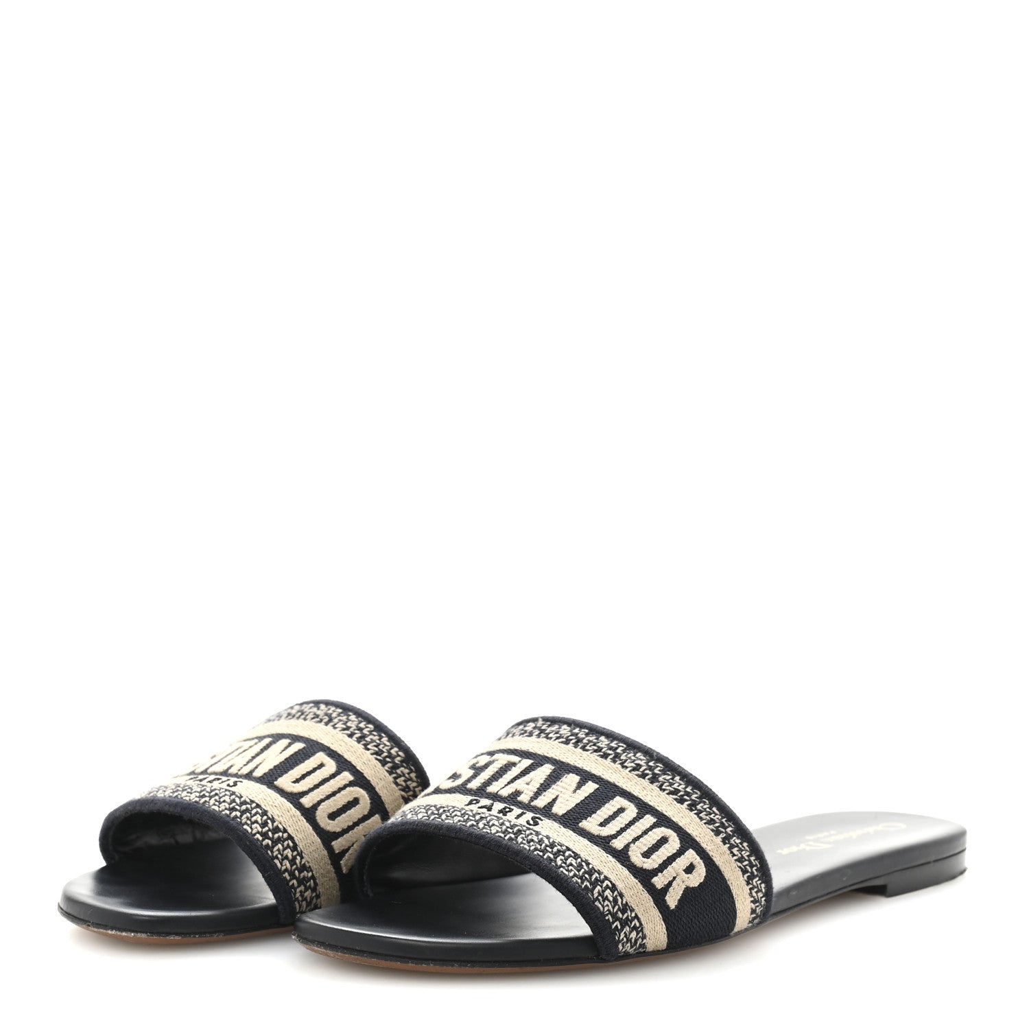 Christian Dior Canvas Embroidered Dway Mules Slide Sandals 39 Deep Blue 4 of 11