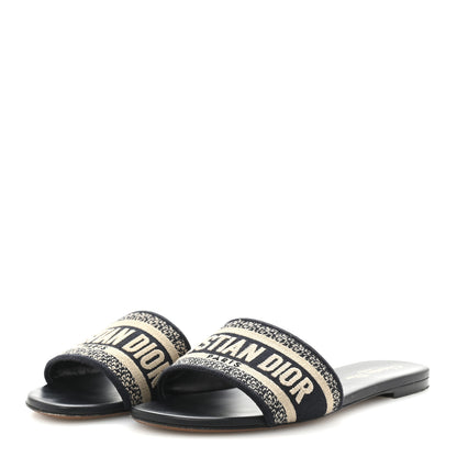 Christian Dior Canvas Embroidered Dway Mules Slide Sandals 39 Deep Blue 4 of 11