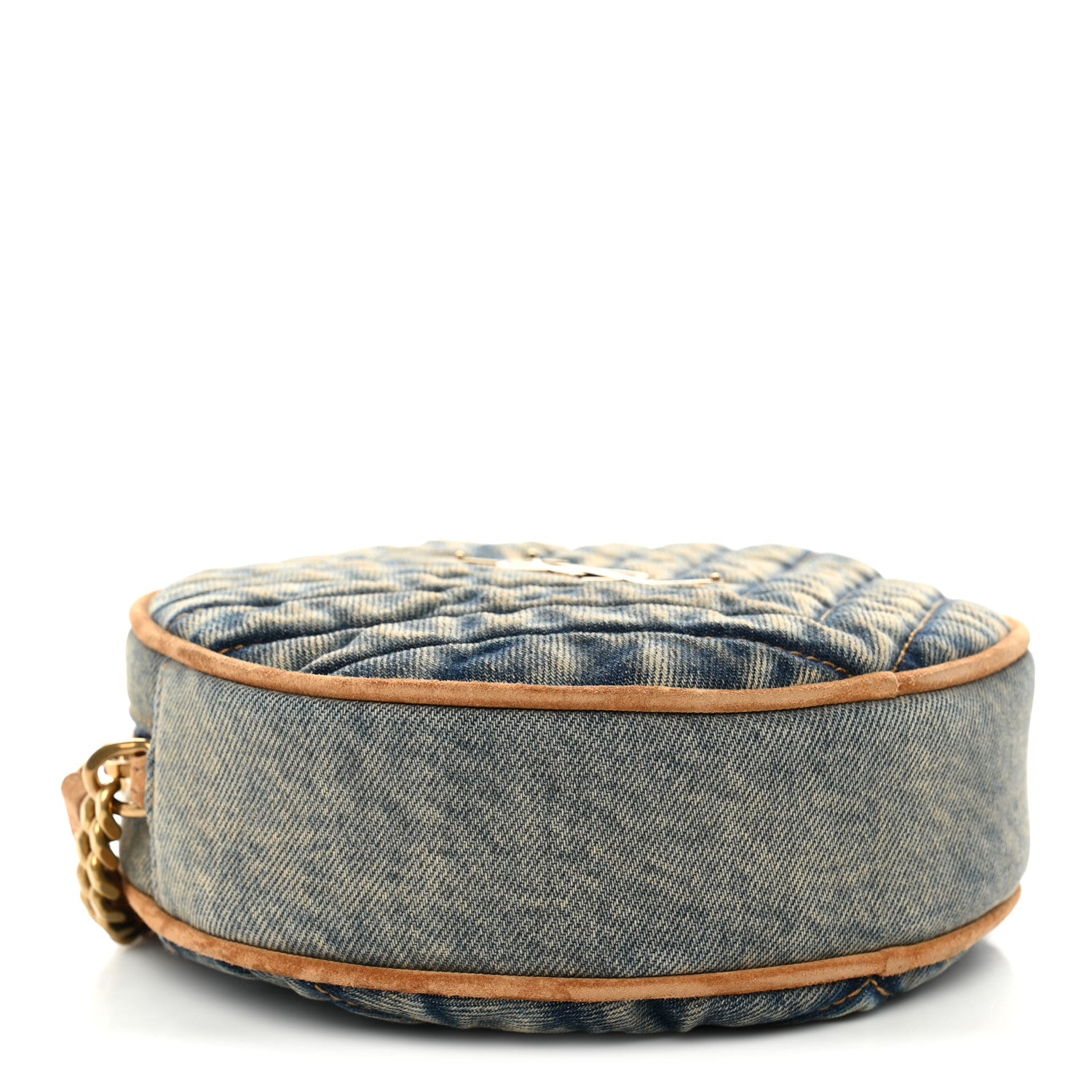 Saint Laurent Denim Quilted Monogram Round Crossbody Bag Rodeo Blue 4 of 10