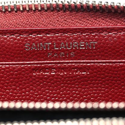Saint Laurent Grain De Poudre Matelasse Chevron Monogram Zip Around Wallet Palissandre 6 of 11