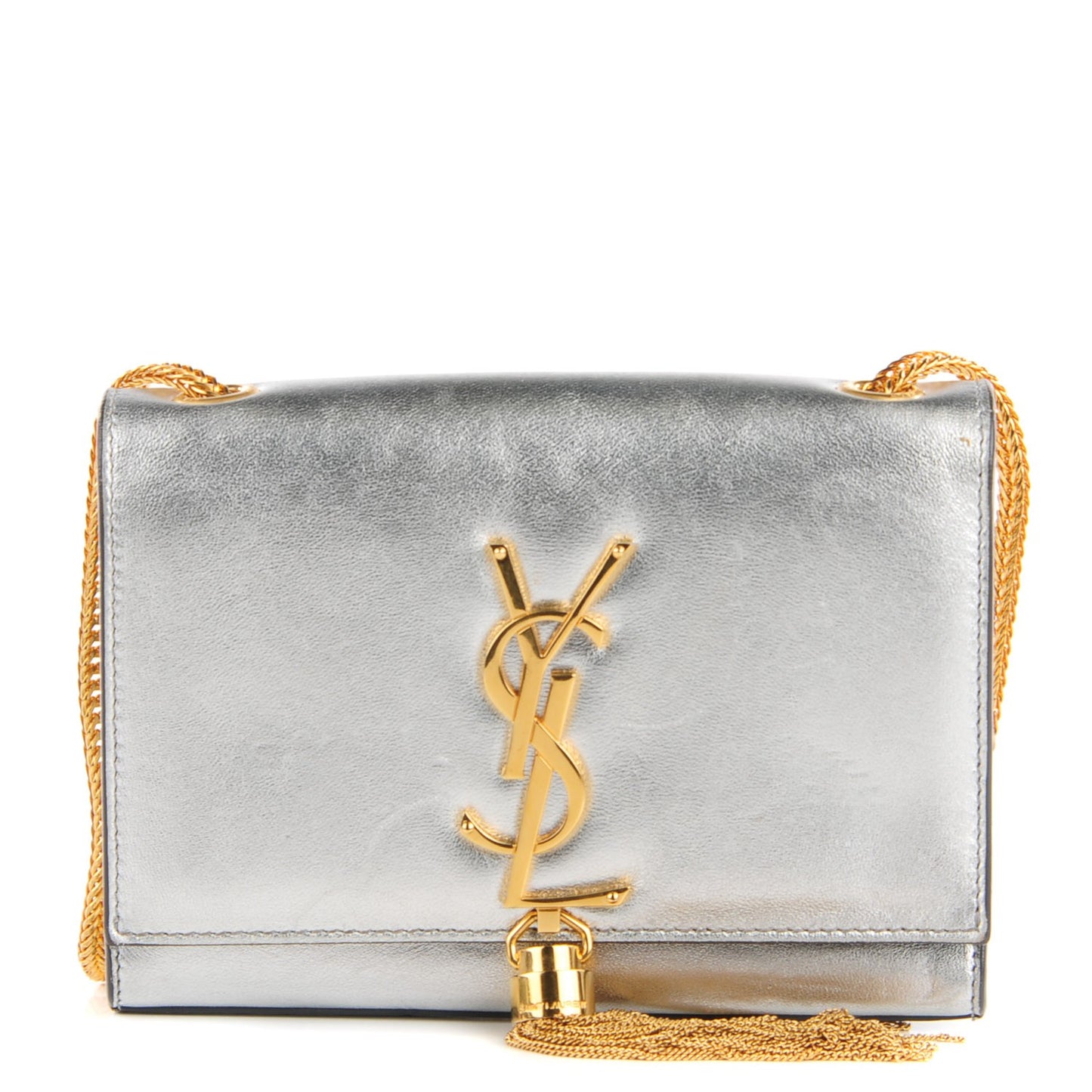 Calfskin Small Classic Monogram Kate Tassel Satchel Silver