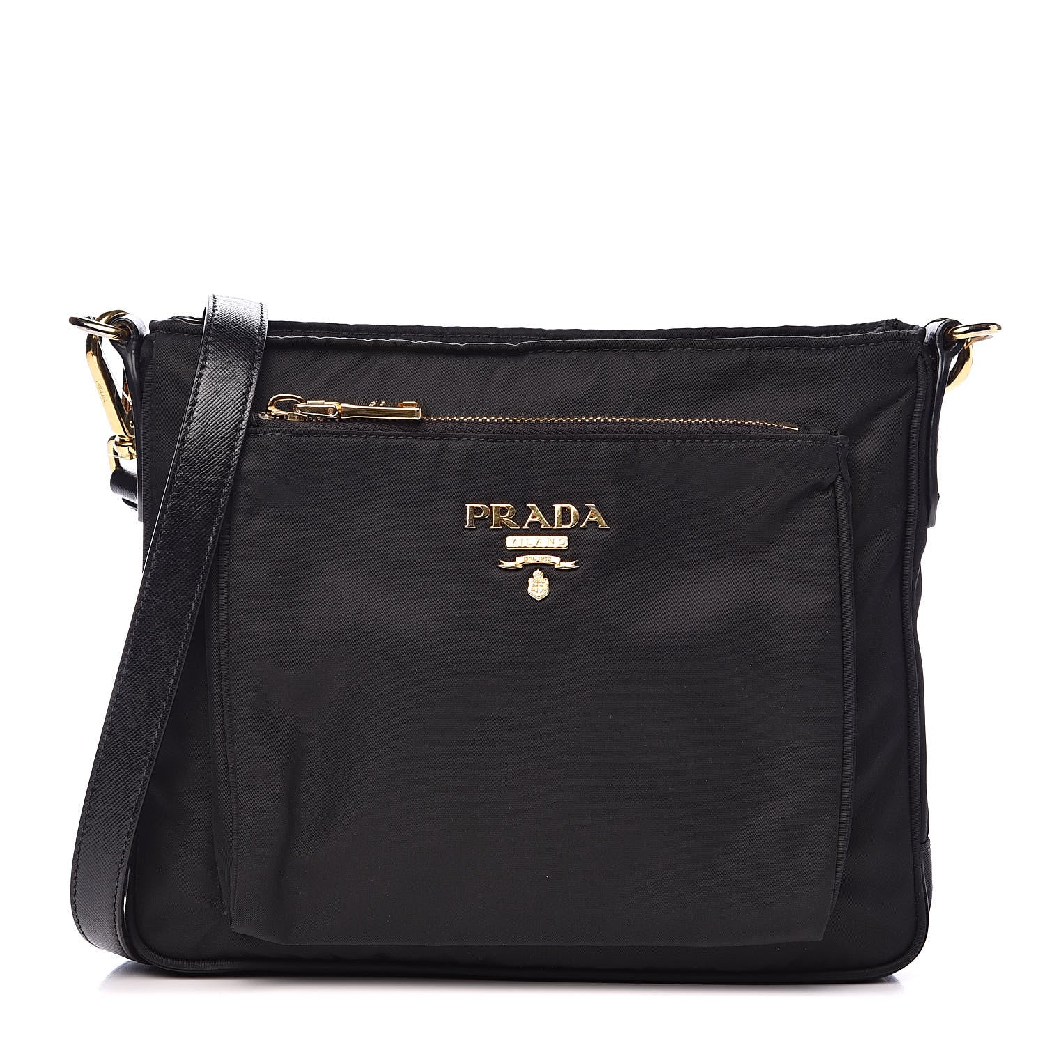 Prada Tessuto Nylon Saffiano Crossbody Bag Black 1 of 9