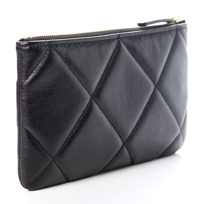 Chanel Shiny Goatskin Quilted Small 19 Pouch Black 3 of 8
