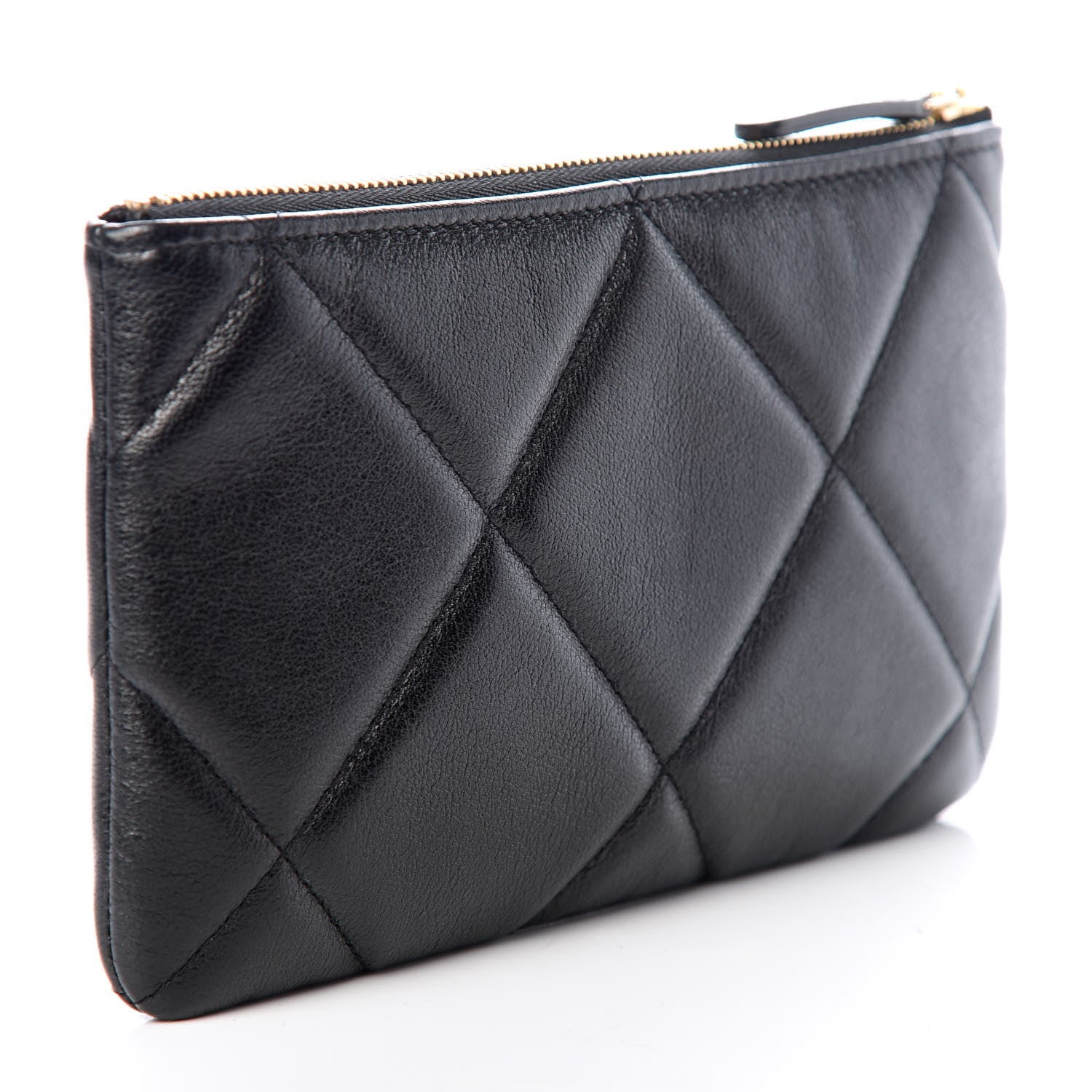 Chanel Shiny Goatskin Quilted Small Chanel 19 Pouch Black 3 of 8