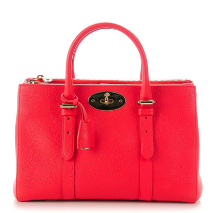 Mulberry Classic Grain Calfskin Small Bayswater Double Zip Tote Scarlet 1 of 8