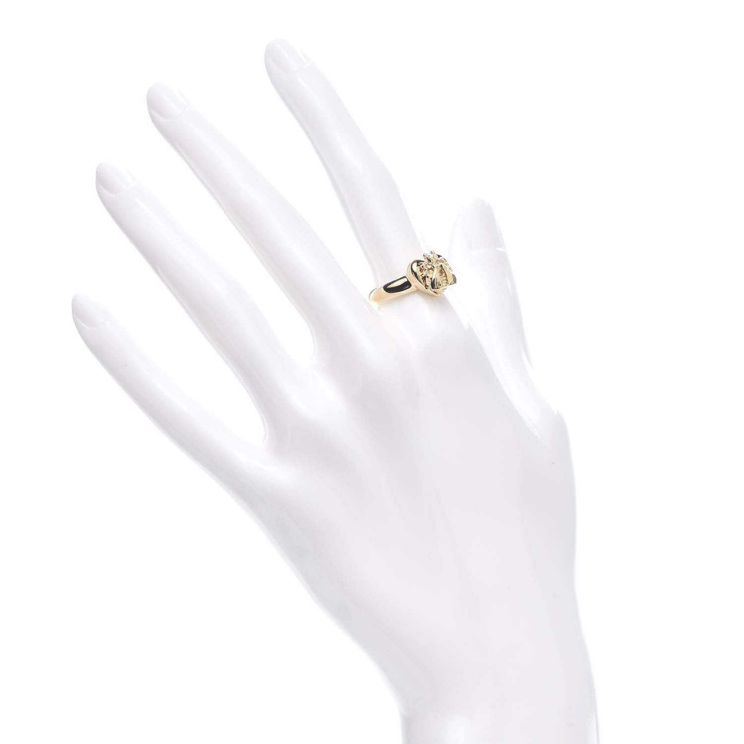 Gucci 18K Yellow Gold Bee Heart Ring 54 6.75 2 of 5