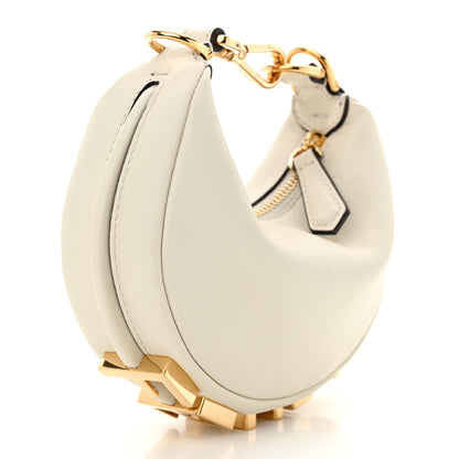 Fendi Vitello Grace Matte Nano Fendigraphy Hobo Charm White Ice 3 of 10