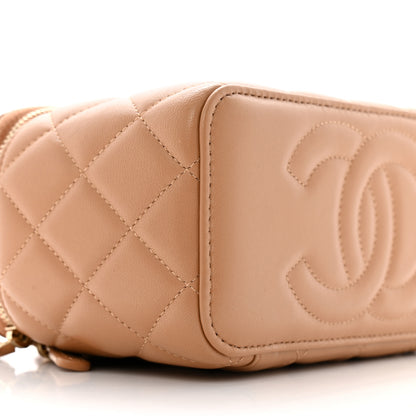 Chanel Lambskin Quilted Small Top Handle Vanity Case With Chain Beige 9 of 11