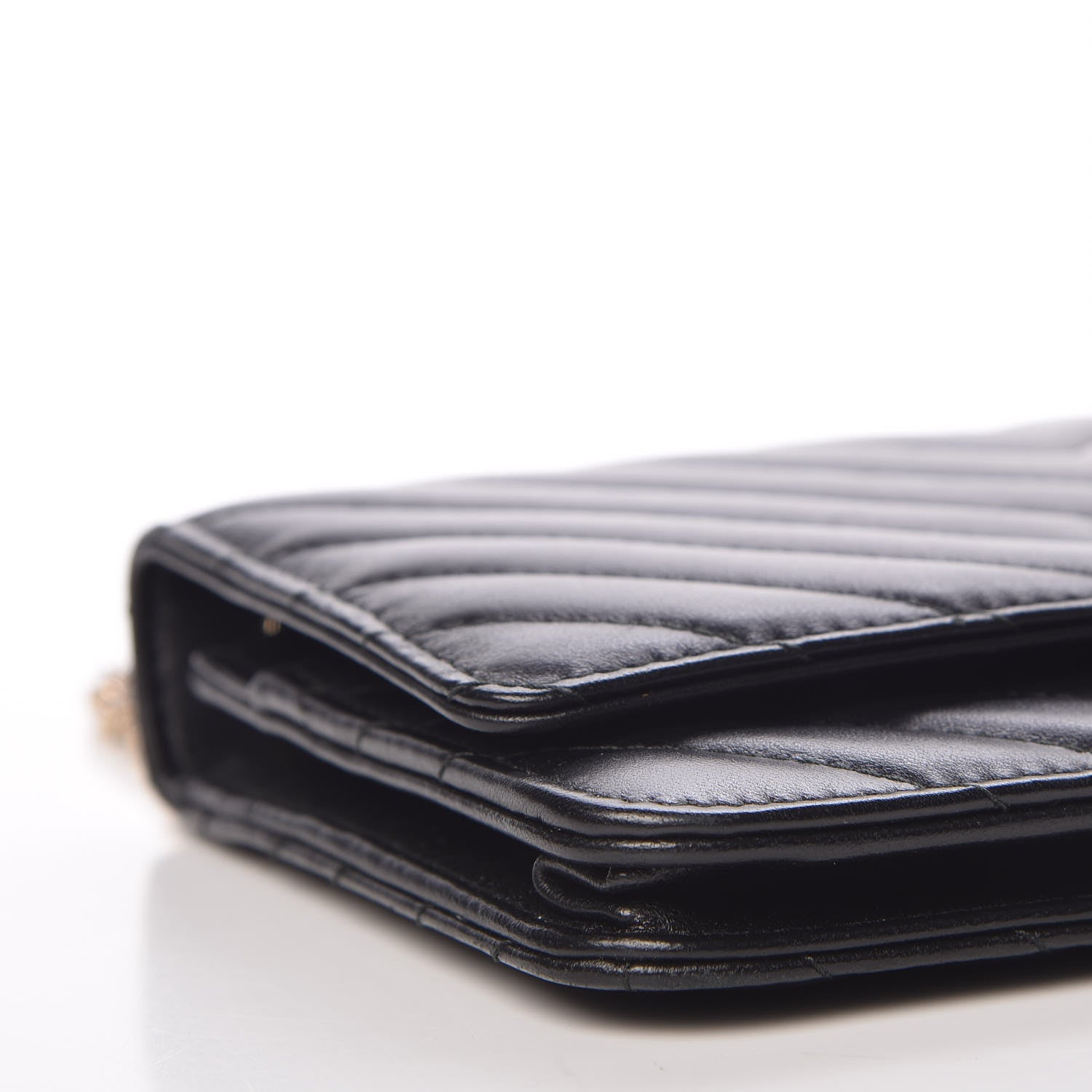 Chanel Lambskin Chevron Quilted Trendy CC Wallet On Chain WOC Black 11 of 13