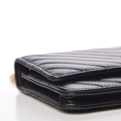 Chanel Lambskin Chevron Quilted Trendy CC Wallet On Chain WOC Black 11 of 13