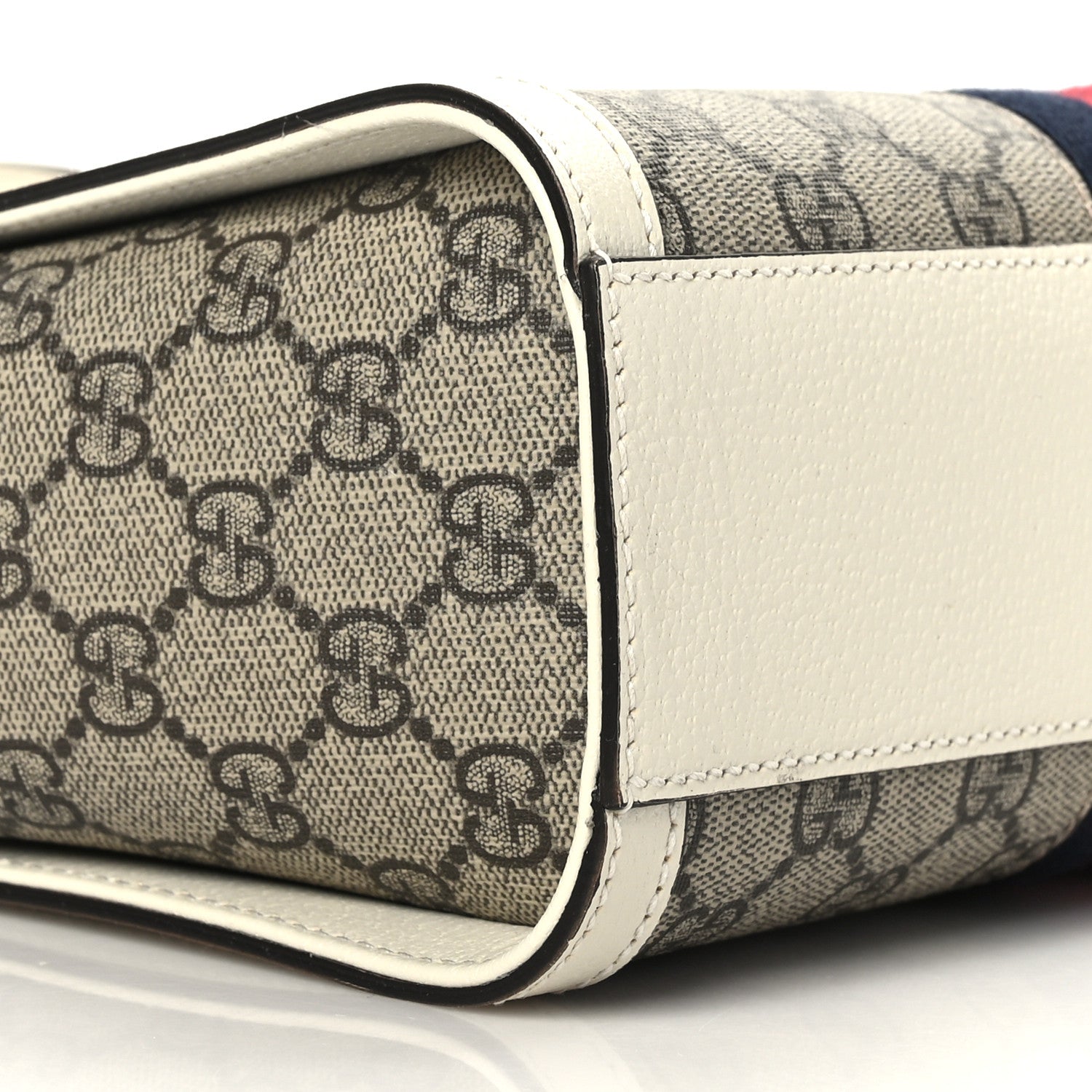 Gucci GG Supreme Monogram Textured Dollar Calfskin Web Small Ophidia Tote Bag Beige Ebony Mystic White 9 of 9