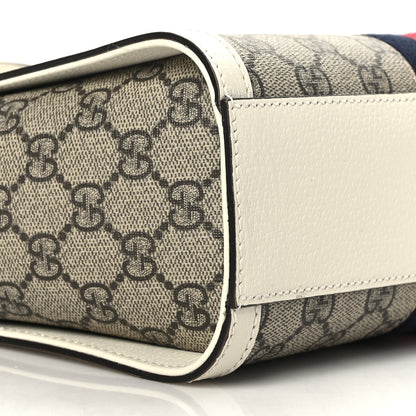 Gucci GG Supreme Monogram Textured Dollar Calfskin Web Small Ophidia Tote Bag Beige Ebony Mystic White 9 of 9