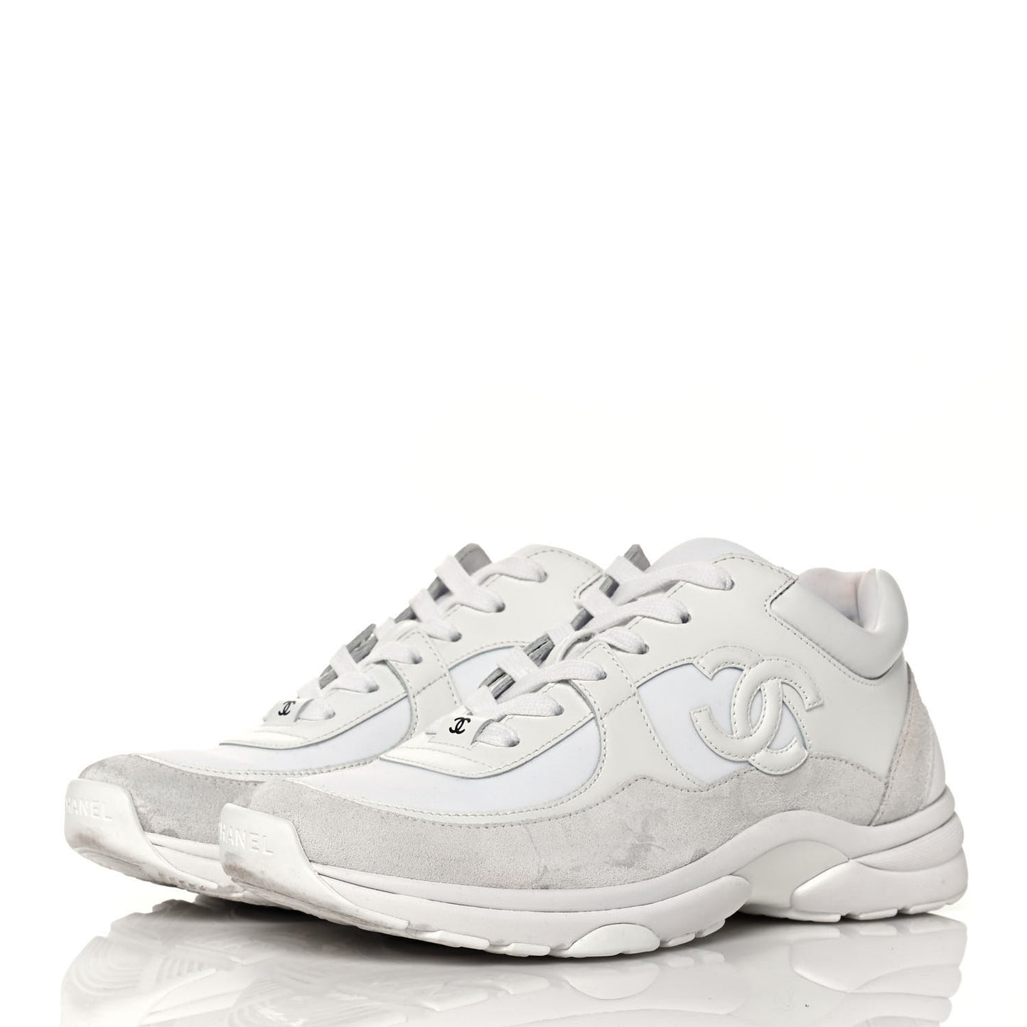 Suede Calfskin Fabric CC Sneakers 39.5 White