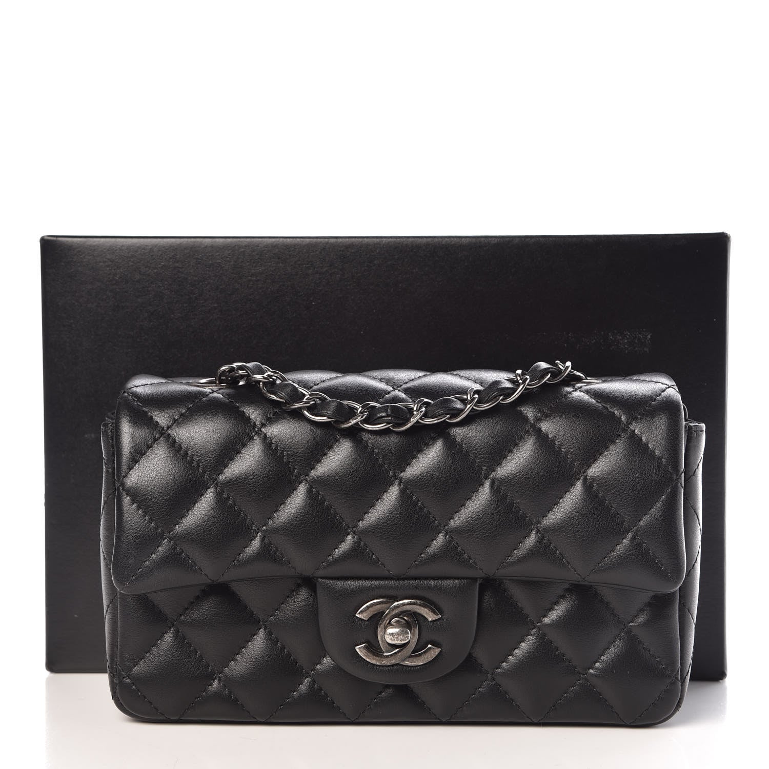 Chanel Lambskin Quilted Mini Rectangular Flap Black 10 of 10