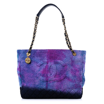 Chanel Wool Tweed CC Tote Purple Black Blue 1 of 9