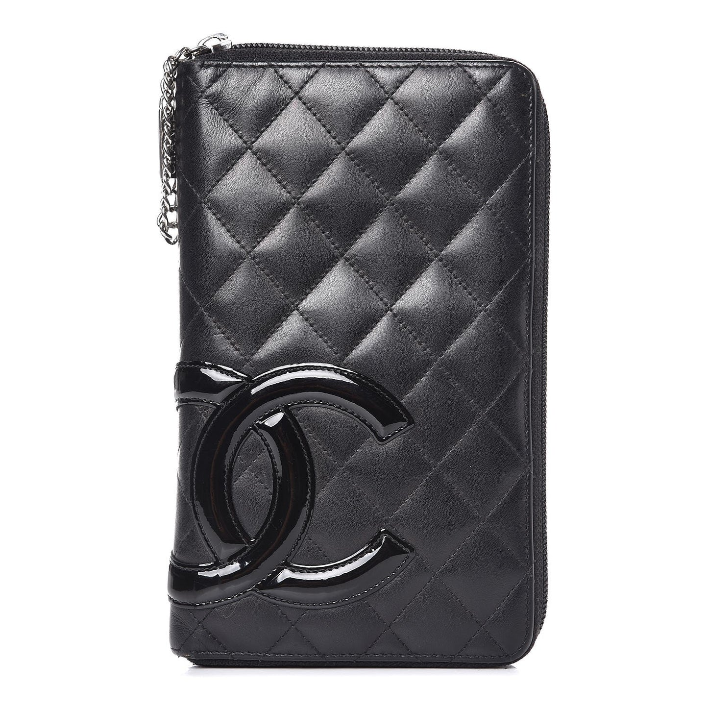 Calfskin Cambon Zip Around Organizer Wallet Black