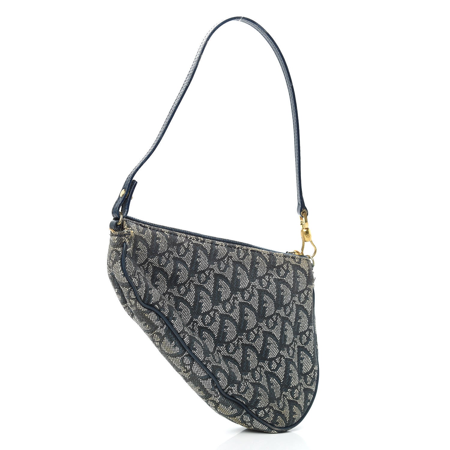 Christian Dior Monogram Mini Saddle Pochette Navy 3 of 14