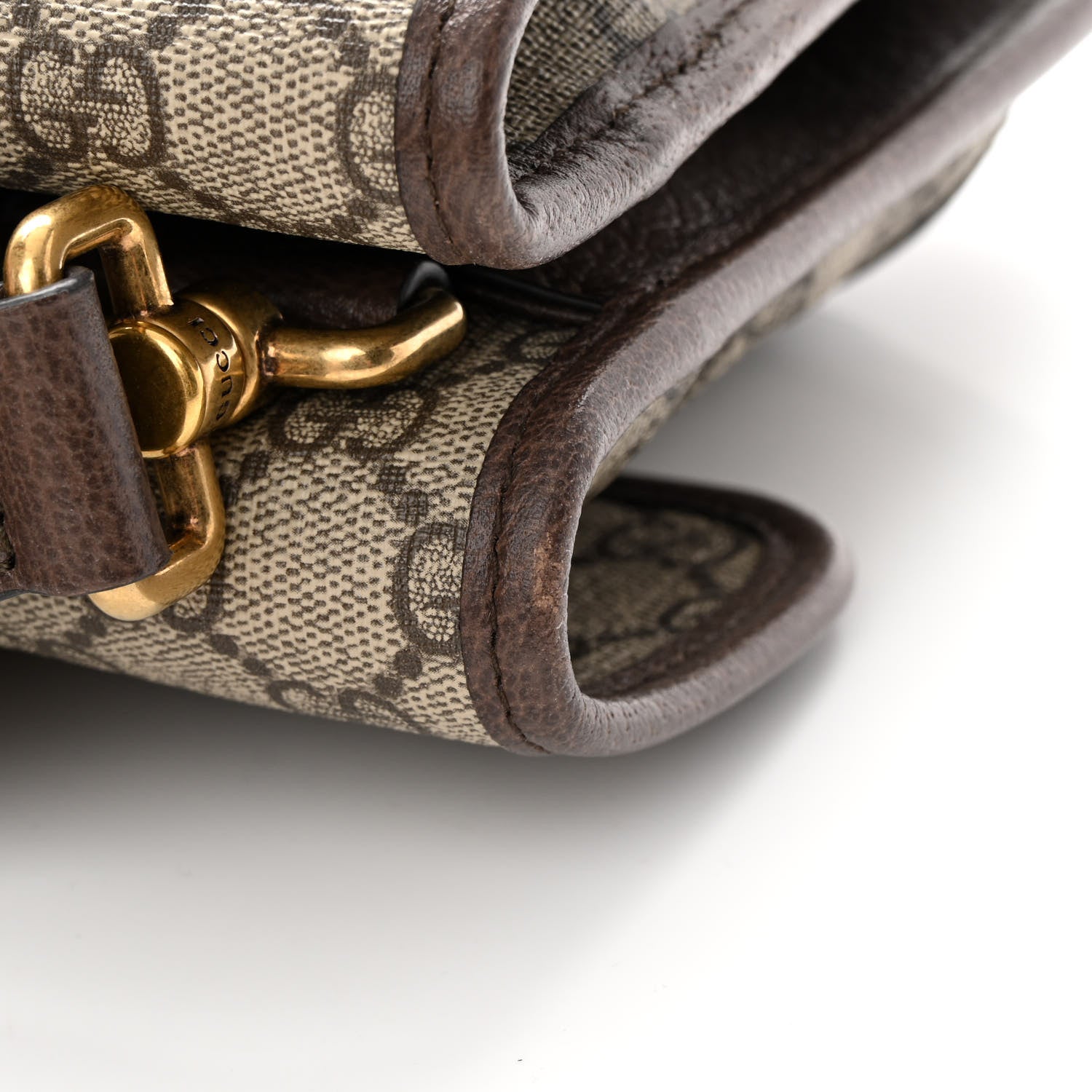 Gucci GG Supreme Monogram Web Small Neo Vintage Double Flap Messenger Bag Beige New Acero 13 of 14