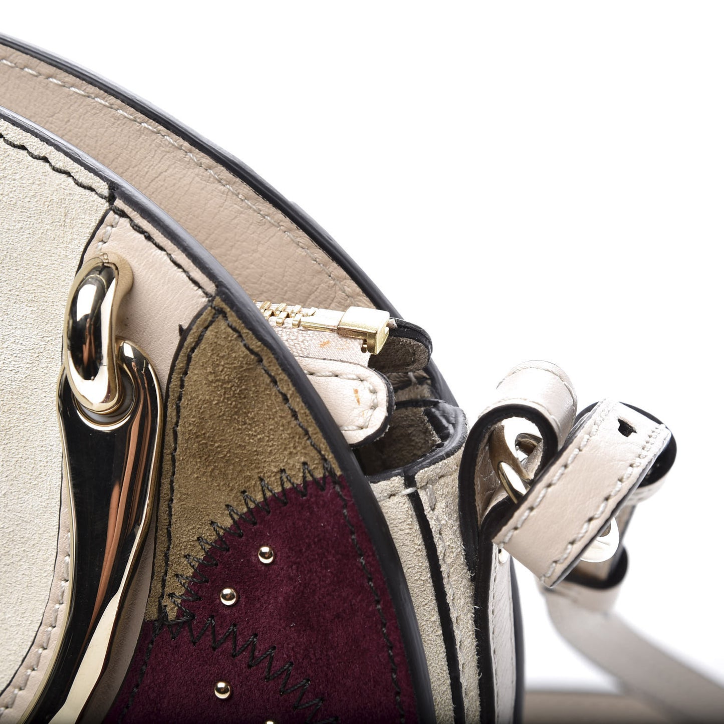 Smooth Calfskin Suede Embellished Small Pixie Bag Abstract White