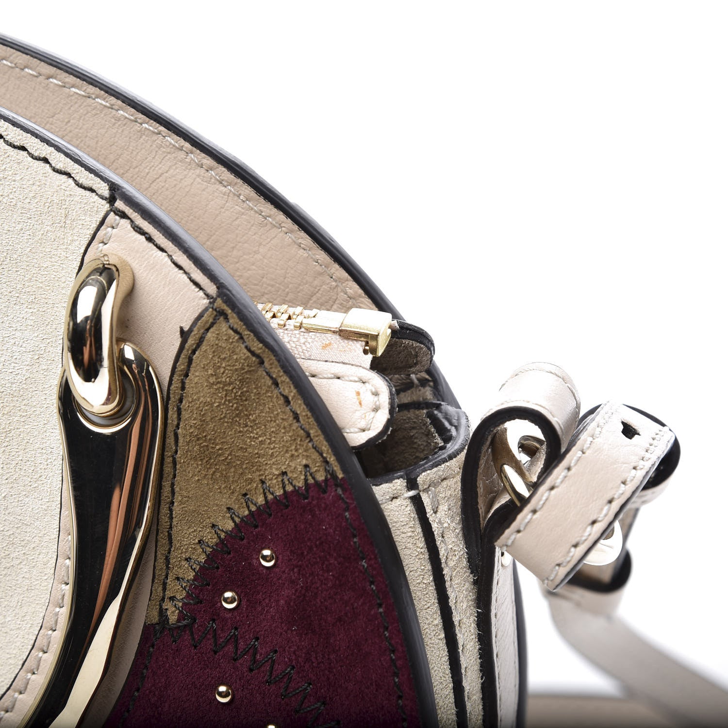 Chloe Smooth Calfskin Suede Embellished Small Pixie Bag Abstract White 9 of 10