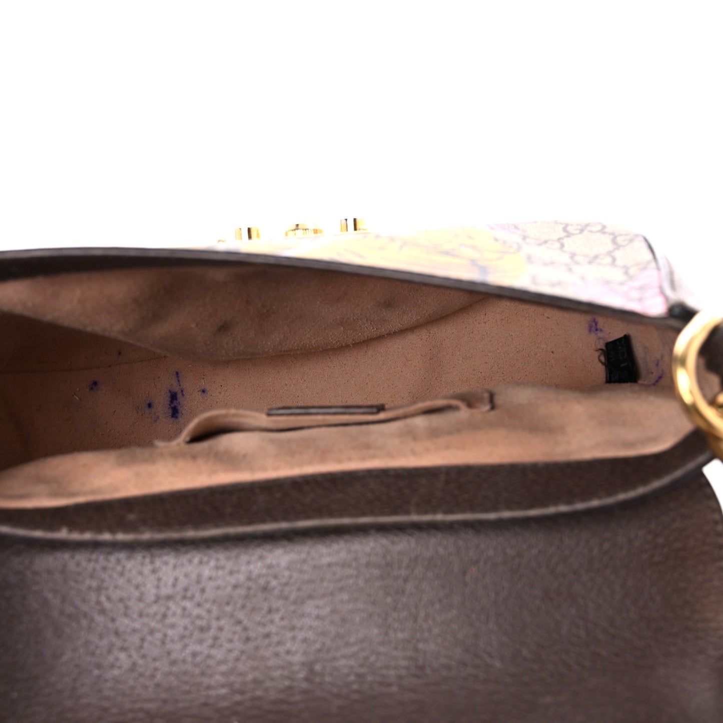 GG Supreme Monogram Bengal Web Medium Padlock Messenger Shoulder Bag Beige Pink