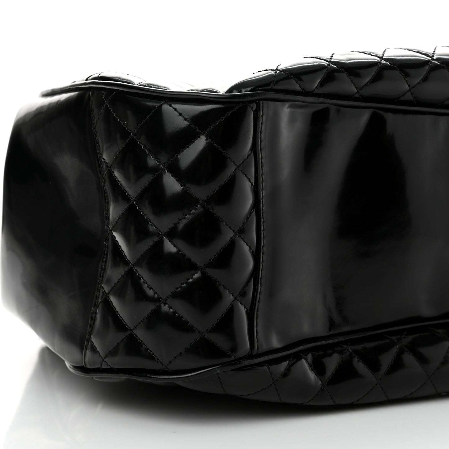 Glazed Calfskin Quilted Mademoiselle Large Frame Bag Black