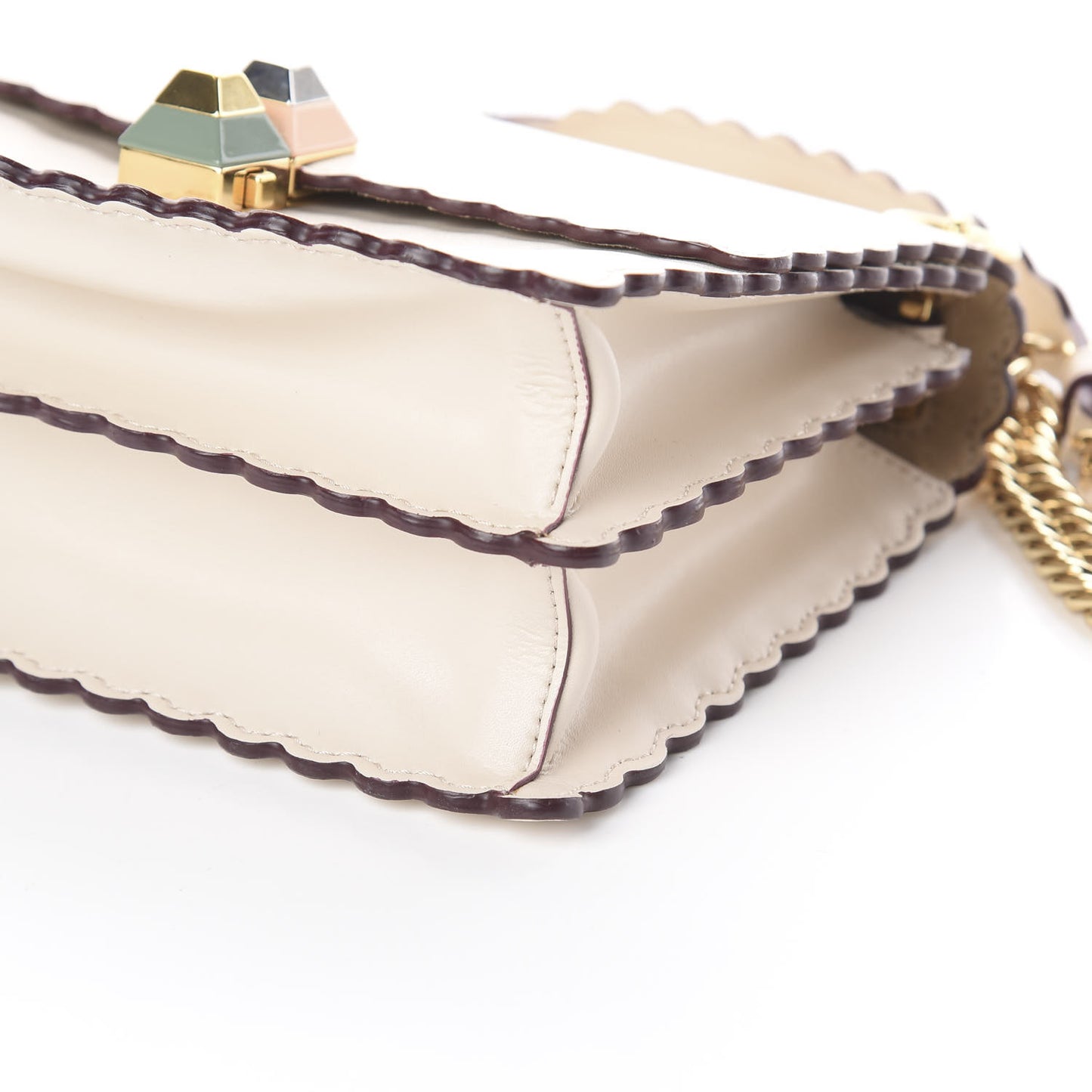 Vitello Liberty Scalloped Studded Small Kan I Shoulder Bag Camelia